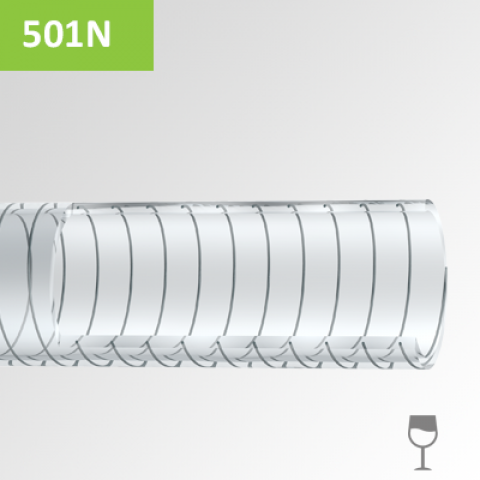 Нетоксичен Смукателен Маркуч, армиран със Стоманена Спирала за вода и хран. промишленост 1м